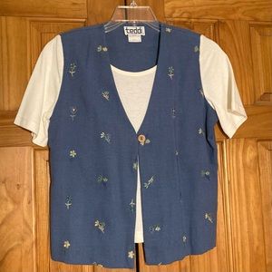 NWOT Vintage Teddi Mock Vest Top Blouse Size S